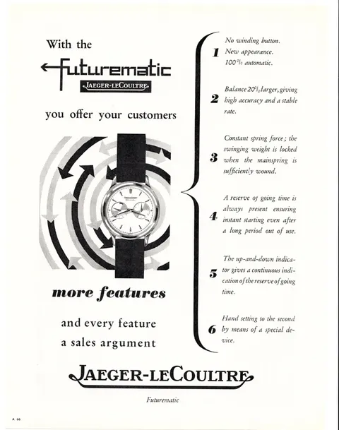 Vintage Jaeger-LeCoultre Futurematic advertisement 1
